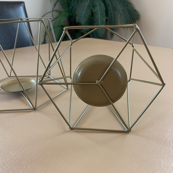 Metal Candle Holder Geometric Decorative 2 Pack - Picture 4 of 5